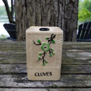 Rare Vintage Moriyama Japan Green Cherry Blossom Crackle Finish Cloves Jar
